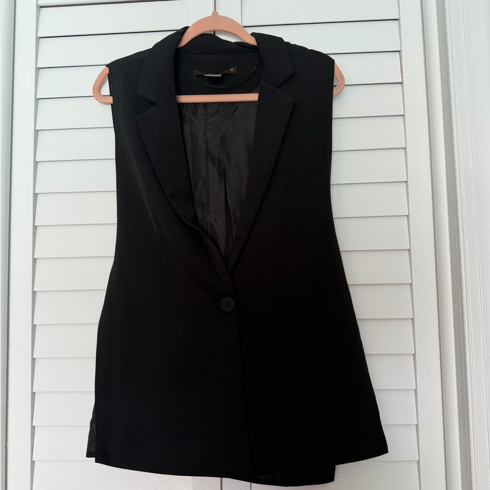 Black Sleeveless Blazer Vest - Women's Tailored Jacket